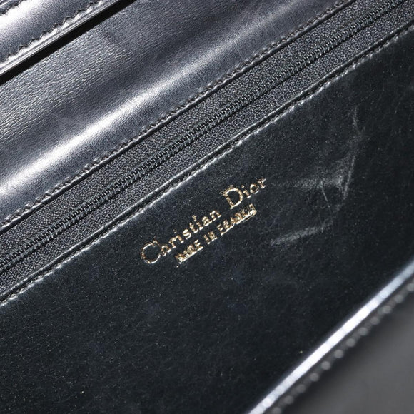 Christian Dior Shoulder Bag Leather Black Gold Auth 188255