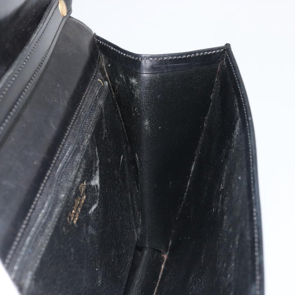 Christian Dior Shoulder Bag Leather Black Gold Auth 188255