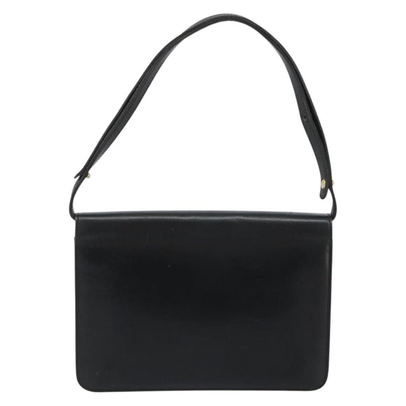 Christian Dior Shoulder Bag Leather Black Gold Auth 188255