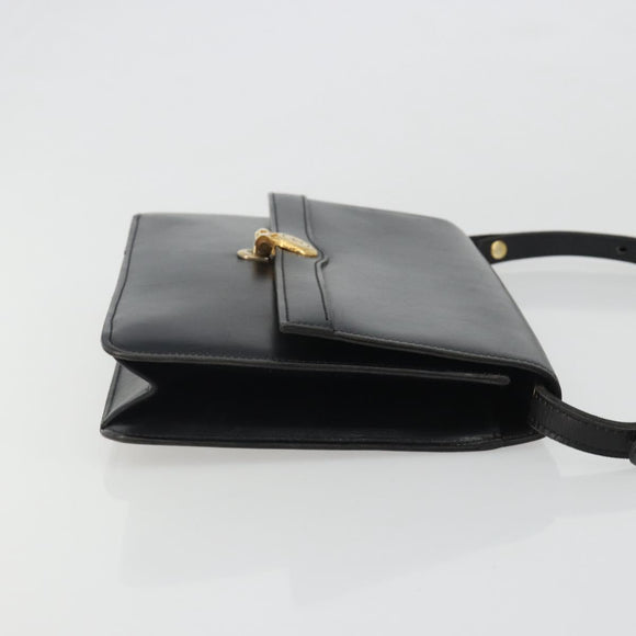 Christian Dior Shoulder Bag Leather Black Gold Auth 188255
