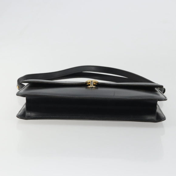 Christian Dior Shoulder Bag Leather Black Gold Auth 188255