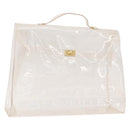 HERMES Vinyl Kelly Hand Bag Vinyl Clear Gold Auth 188256-1