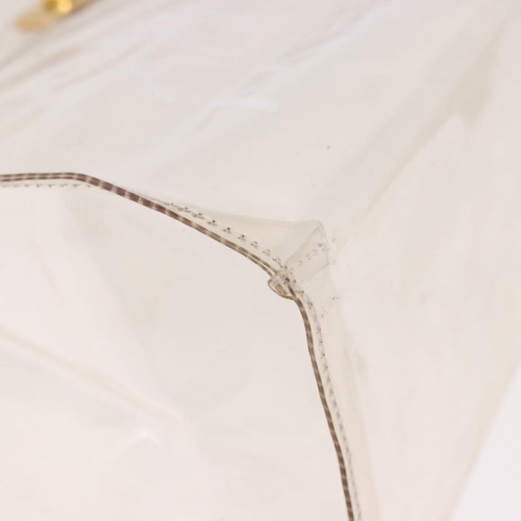 HERMES Vinyl Kelly Hand Bag Vinyl Clear Gold Auth 188256