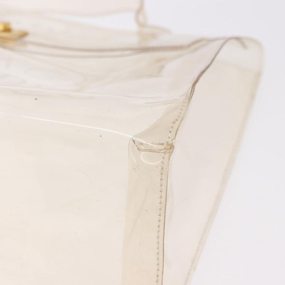 HERMES Vinyl Kelly Hand Bag Vinyl Clear Gold Auth 188256