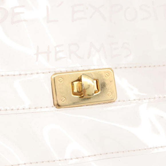 HERMES Vinyl Kelly Hand Bag Vinyl Clear Gold Auth 188256