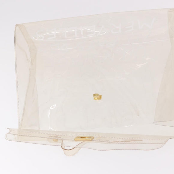 HERMES Vinyl Kelly Hand Bag Vinyl Clear Gold Auth 188256