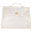 HERMES Vinyl Kelly Hand Bag Vinyl Clear Gold Auth 188256-13