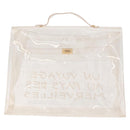 HERMES Vinyl Kelly Hand Bag Vinyl Clear Gold Auth 188256-2