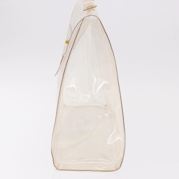 HERMES Vinyl Kelly Hand Bag Vinyl Clear Gold Auth 188256
