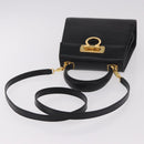 Salvatore Ferragamo Hand Bag Leather 2way Black Gold Auth 188257-10