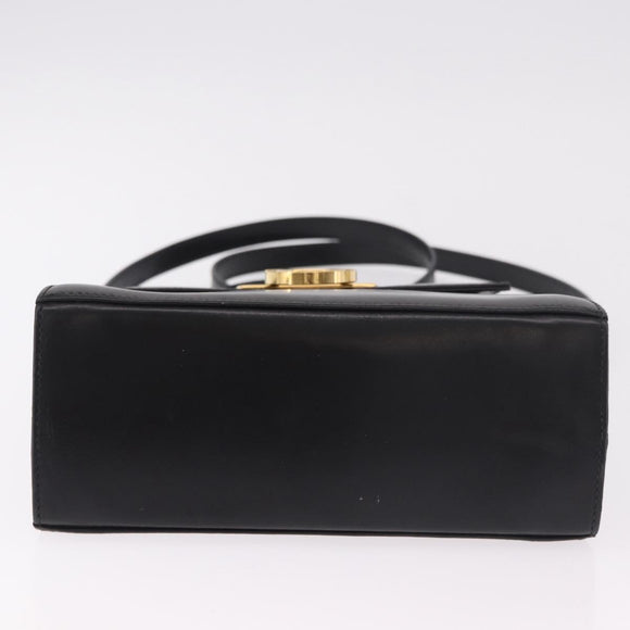 Salvatore Ferragamo Hand Bag Leather 2way Black Gold Auth 188257