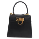 Salvatore Ferragamo Hand Bag Leather 2way Black Gold Auth 188257-2