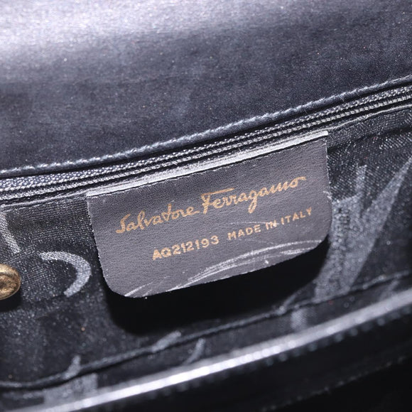 Salvatore Ferragamo Hand Bag Leather 2way Black Gold Auth 188257