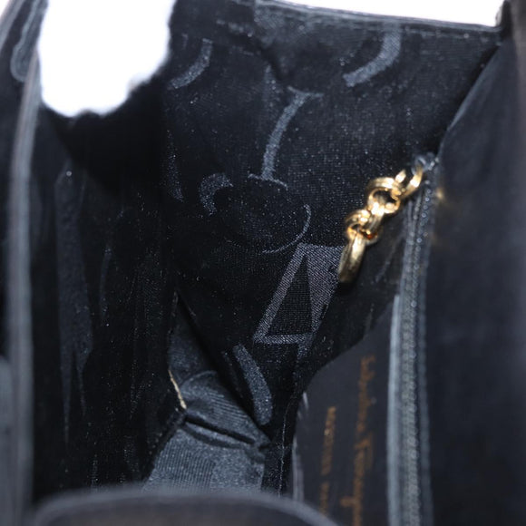 Salvatore Ferragamo Hand Bag Leather 2way Black Gold Auth 188257