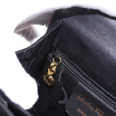 Salvatore Ferragamo Hand Bag Leather 2way Black Gold Auth 188257-27