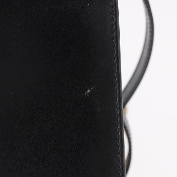 Salvatore Ferragamo Hand Bag Leather 2way Black Gold Auth 188257
