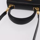 Salvatore Ferragamo Hand Bag Leather 2way Black Gold Auth 188257-8