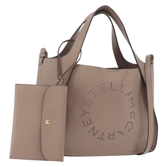 Stella MacCartney Hand Bag Leather 2way Beige Gold 513860 Auth 188263A