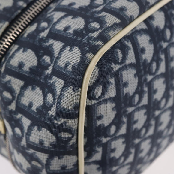 Christian Dior Trotter Canvas Shoulder Bag PVC Blue Silver Auth 188271