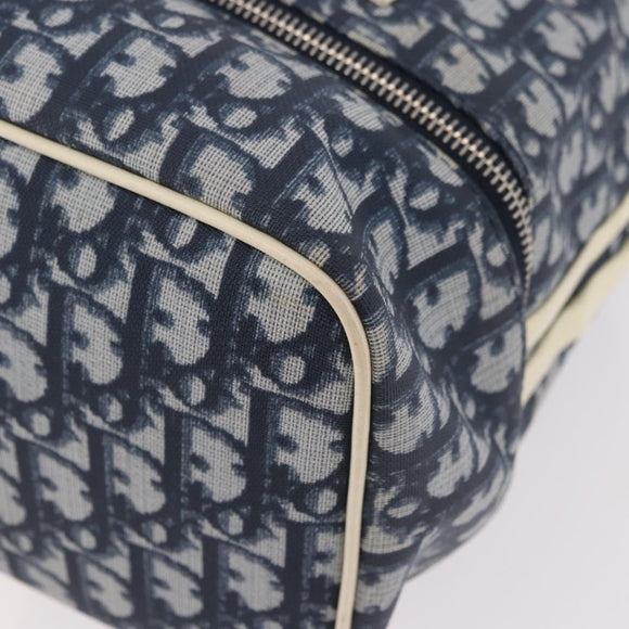 Christian Dior Trotter Canvas Shoulder Bag PVC Blue Silver Auth 188271