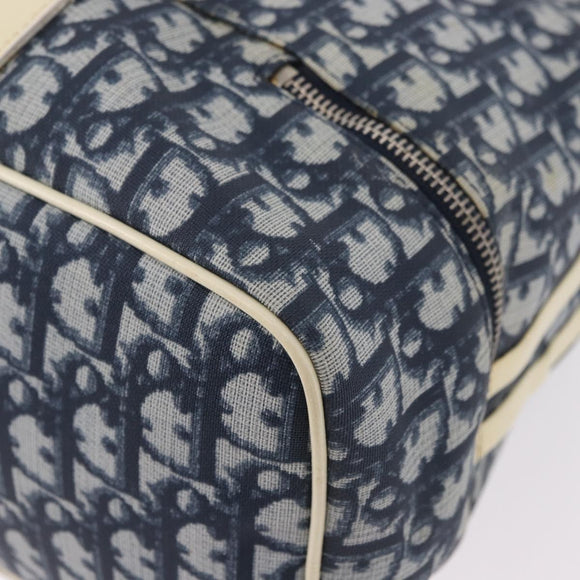 Christian Dior Trotter Canvas Shoulder Bag PVC Blue Silver Auth 188271