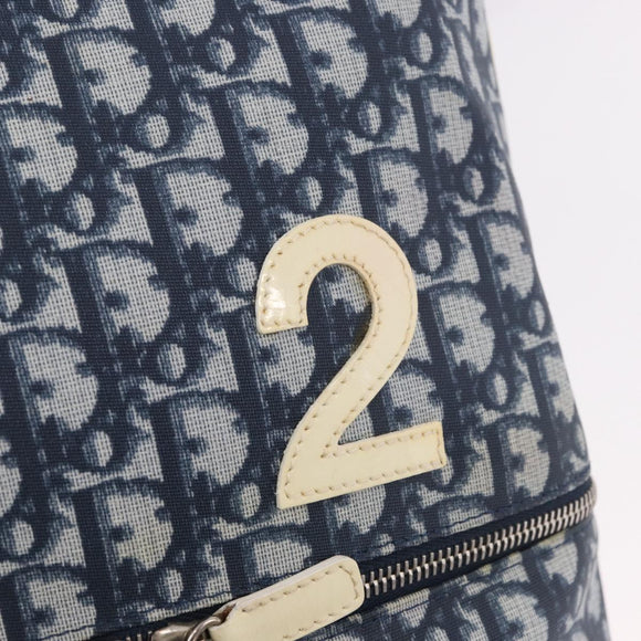 Christian Dior Trotter Canvas Shoulder Bag PVC Blue Silver Auth 188271