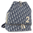 Christian Dior Trotter Canvas Shoulder Bag PVC Blue Silver Auth 188271-1