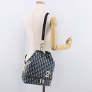 Christian Dior Trotter Canvas Shoulder Bag PVC Blue Silver Auth 188271-26