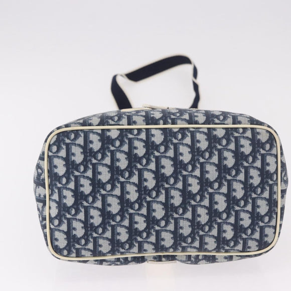 Christian Dior Trotter Canvas Shoulder Bag PVC Blue Silver Auth 188271