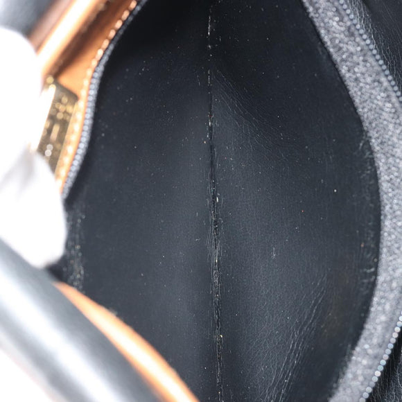 Christian Dior Shoulder Bag Leather Black Gold Auth 188273
