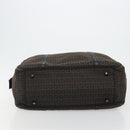 FENDI Zucchino Canvas Boston Bag Dark Brown Silver Auth 188276-9