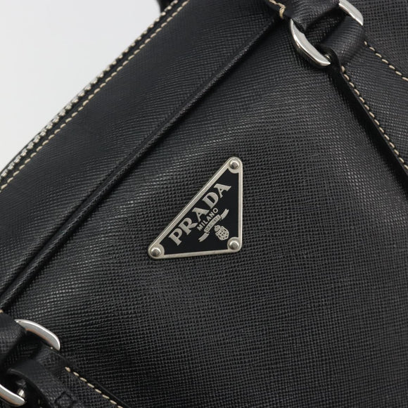 PRADA Tote Bag Saffiano leather Black Silver Auth 188279SAV