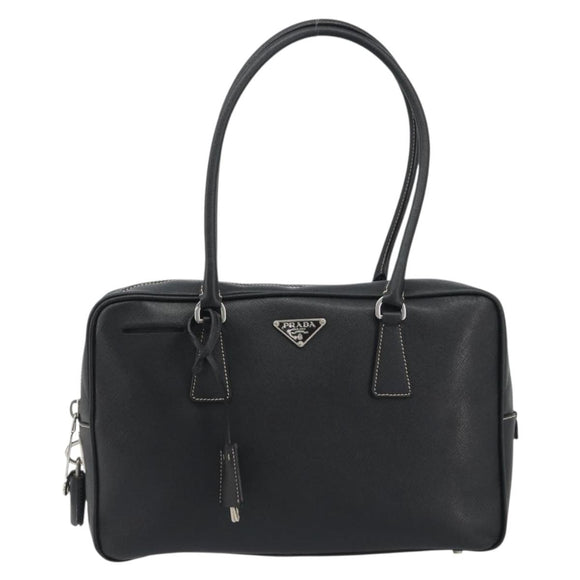 PRADA Tote Bag Saffiano leather Black Silver Auth 188279SAV