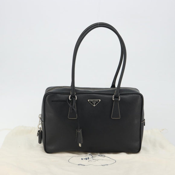 PRADA Tote Bag Saffiano leather Black Silver Auth 188279SAV