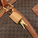 CELINE Macadam Canvas Boston Bag PVC Leather Brown Gold Auth 188283A-10