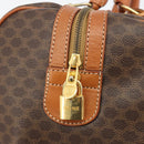 CELINE Macadam Canvas Boston Bag PVC Leather Brown Gold Auth 188283A-17