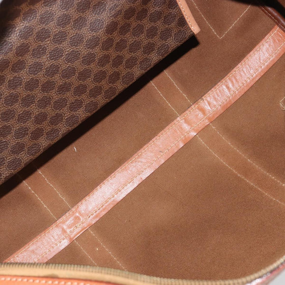 CELINE Macadam Canvas Boston Bag PVC Leather Brown Gold Auth 188283A