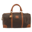 CELINE Macadam Canvas Boston Bag PVC Leather Brown Gold Auth 188283A-13