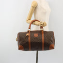 CELINE Macadam Canvas Boston Bag PVC Leather Brown Gold Auth 188283A-22