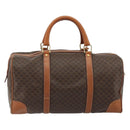 CELINE Macadam Canvas Boston Bag PVC Leather Brown Gold Auth 188283A-2