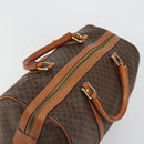 CELINE Macadam Canvas Boston Bag PVC Leather Brown Gold Auth 188283A-6