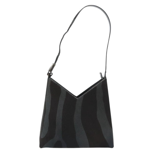 Salvatore Ferragamo Shoulder Bag Harako leather Black Silver Auth 188284A