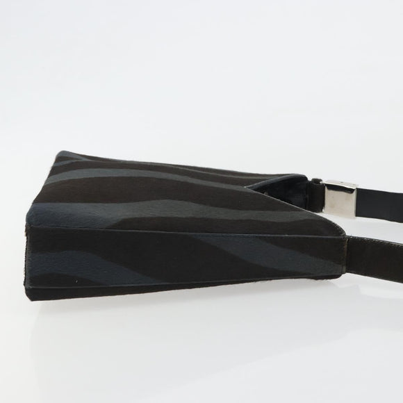 Salvatore Ferragamo Shoulder Bag Harako leather Black Silver Auth 188284A