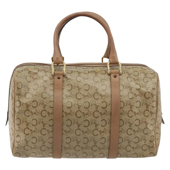 CELINE C Sulky Hand Bag PVC Beige Gold Auth 188286
