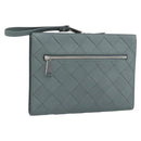 BOTTEGA VENETA MAXI INTRECCIATO Clutch Bag Leather Gray Silver Auth 188287A-1