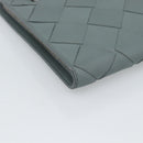 BOTTEGA VENETA MAXI INTRECCIATO Clutch Bag Leather Gray Silver Auth 188287A-11