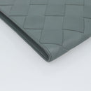 BOTTEGA VENETA MAXI INTRECCIATO Clutch Bag Leather Gray Silver Auth 188287A-13