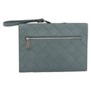 BOTTEGA VENETA MAXI INTRECCIATO Clutch Bag Leather Gray Silver Auth 188287A-2