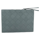 BOTTEGA VENETA MAXI INTRECCIATO Clutch Bag Leather Gray Silver Auth 188287A-3