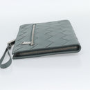BOTTEGA VENETA MAXI INTRECCIATO Clutch Bag Leather Gray Silver Auth 188287A-4